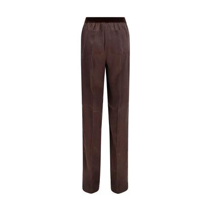 Brown Silk Casual Pants