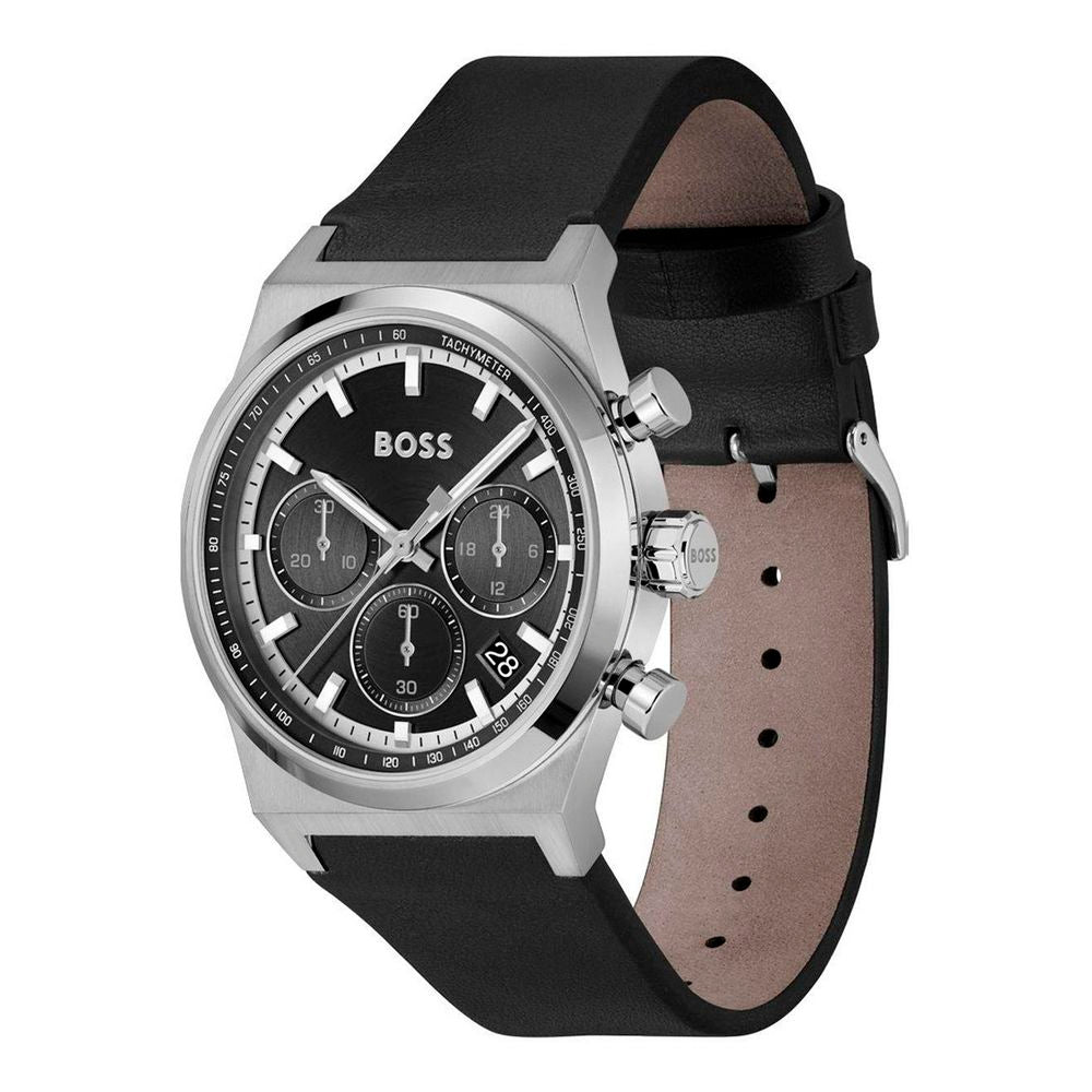 Gray Leather Dress Watch