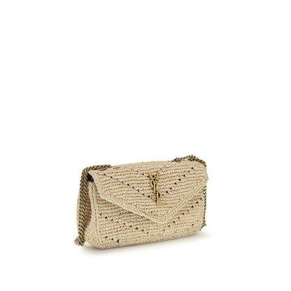 Beige Raffia Shoulder Bag