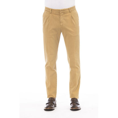 Beige Cotton Men Pants