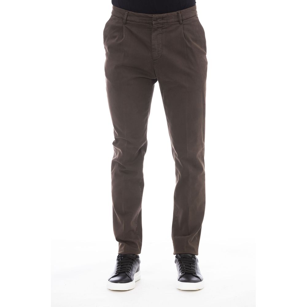 Brown Cotton Men Pant