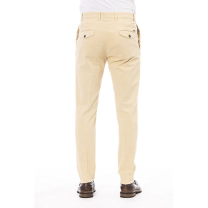 Beige Cotton Men Pants
