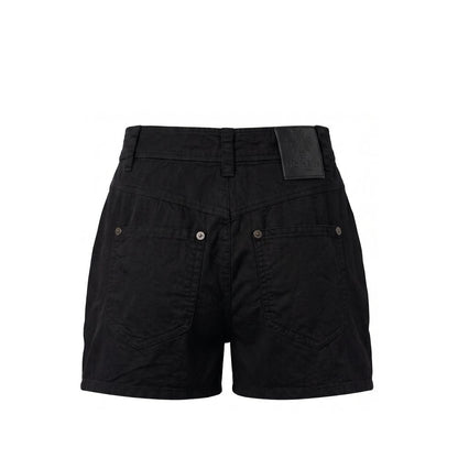 Black Cotton Women Shorts