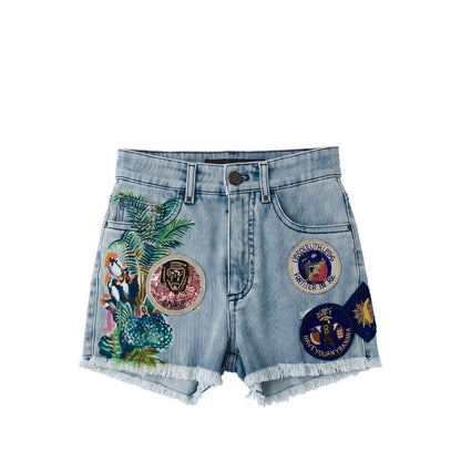 Blue Cotton Women's Short