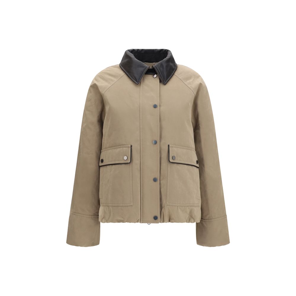 Beige Cotton Leather Jacket