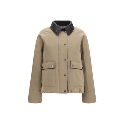 Beige Cotton Leather Jacket