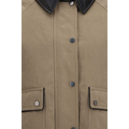 Beige Cotton Leather Jacket