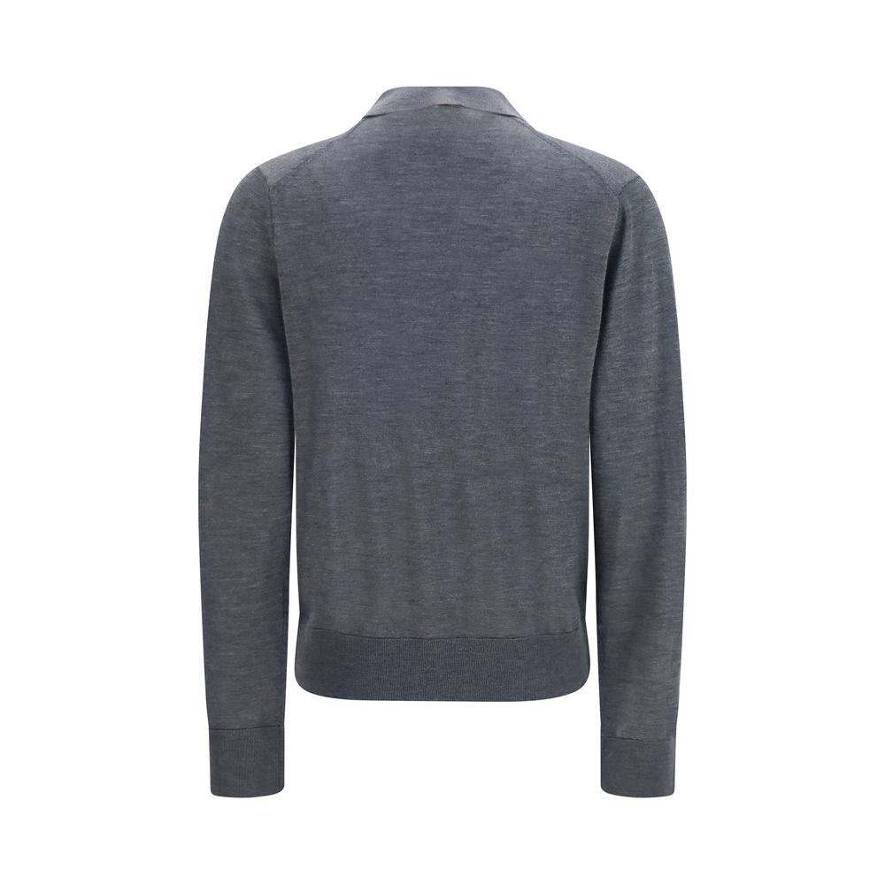 Gray Cashmere Polo Shirt