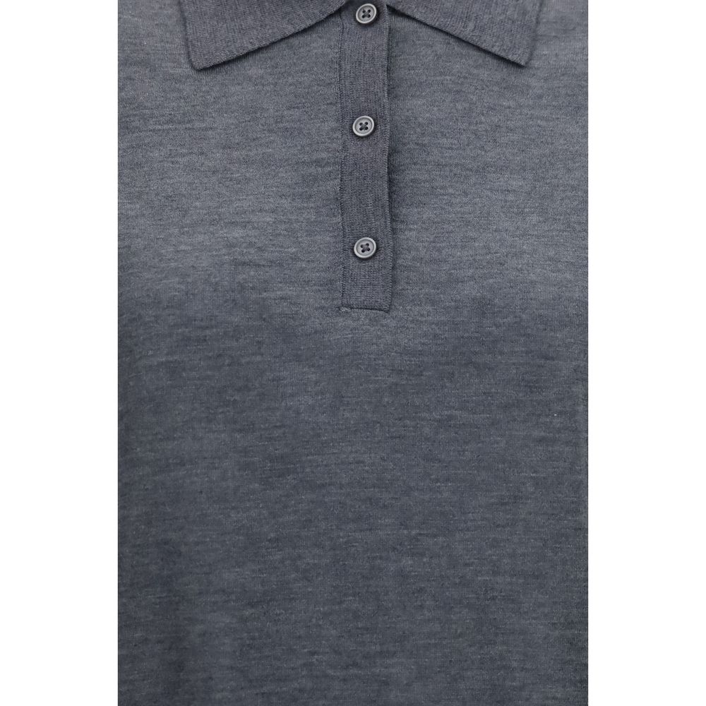 Gray Cashmere Polo Shirt