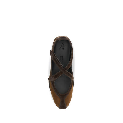 Brown Calf Leather Bos Taurus Ballet Flats