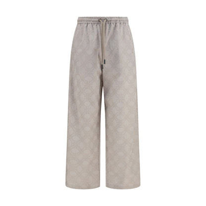 Beige Cotton Casual Pants