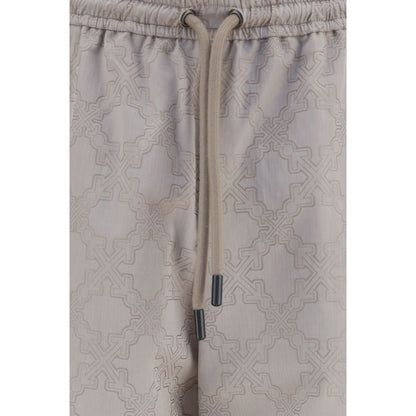Beige Cotton Casual Pants