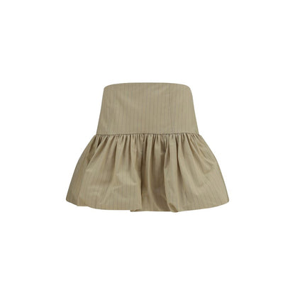 Beige Cotton Mini Skirt