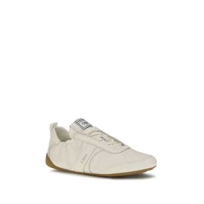 Beige Fabric Athletic Sneakers