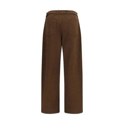 Brown Cotton Casual Pants