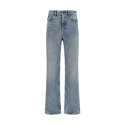 Blue Cotton Straight-Leg Jeans