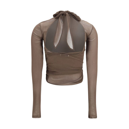 Brown Polyamide Pattern Shirt