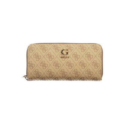 Beige Polyurethane Women's Wallet with Functional Compartments