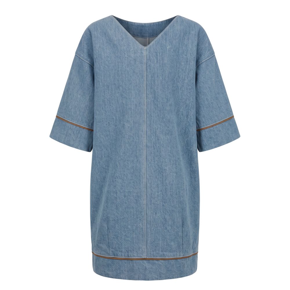Blue Cotton Women Dress