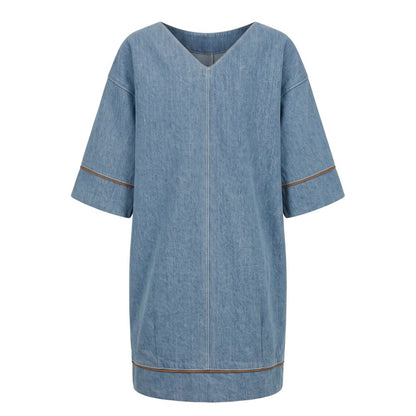 Blue Cotton Women Dress