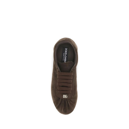 Brown Suede Leather Low Top Sneakers