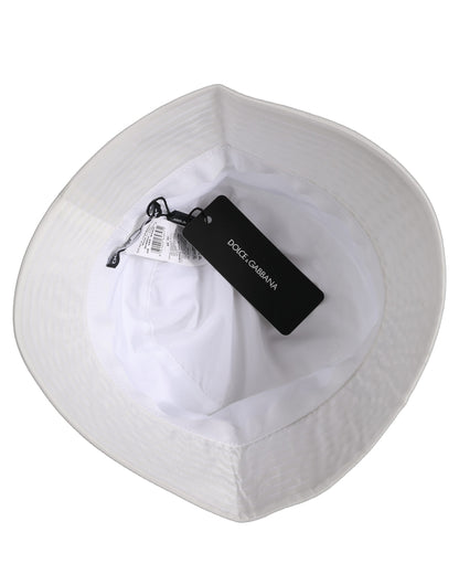 Men White Nylon Wide Brim Bucket Capello Hat