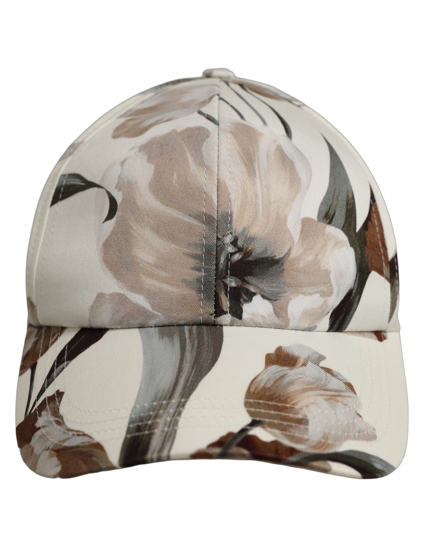 Men Beige Floral Cotton Baseball Capello Hat