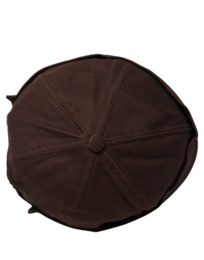 Men Brown Cotton Docker Capello Brimless Hat