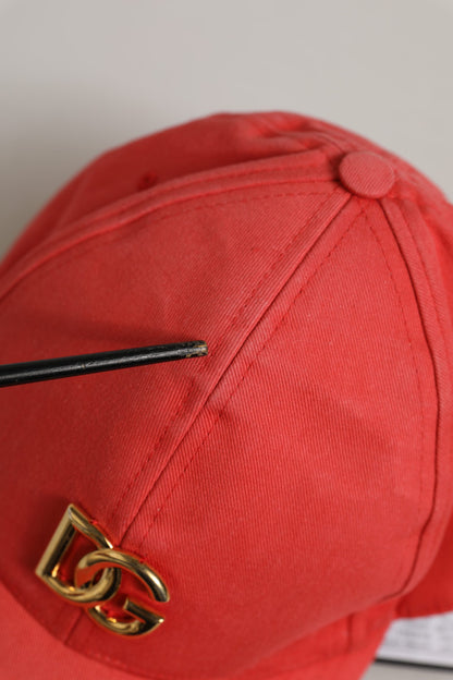 Men Red Cotton DG Logo Plaque Baseball Cap Hat