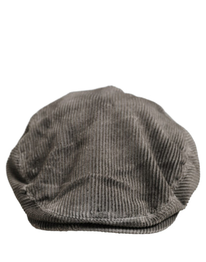 Men Grey Cotton Corduroy Cloth Newsboy Cap Hat