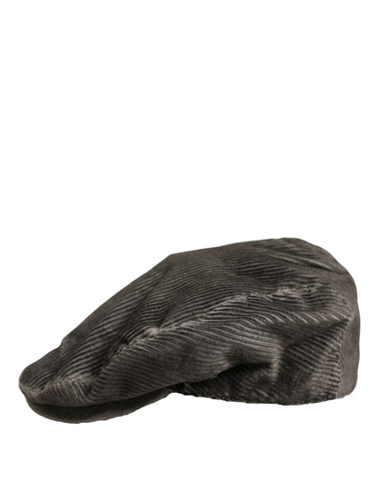 Men Grey Cotton Corduroy Cloth Newsboy Cap Hat