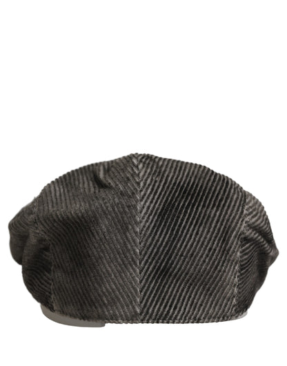 Men Grey Cotton Corduroy Cloth Newsboy Cap Hat