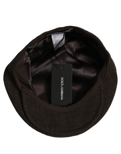Men Brown Cotton Flat Cloth Newsboy Cap Hat