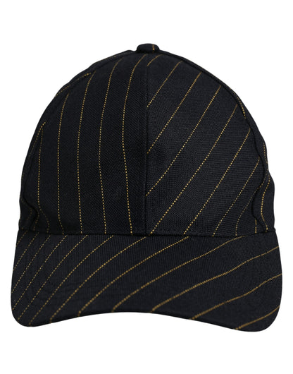 Black Gold Pinstriped Cotton Baseball Cap Hat