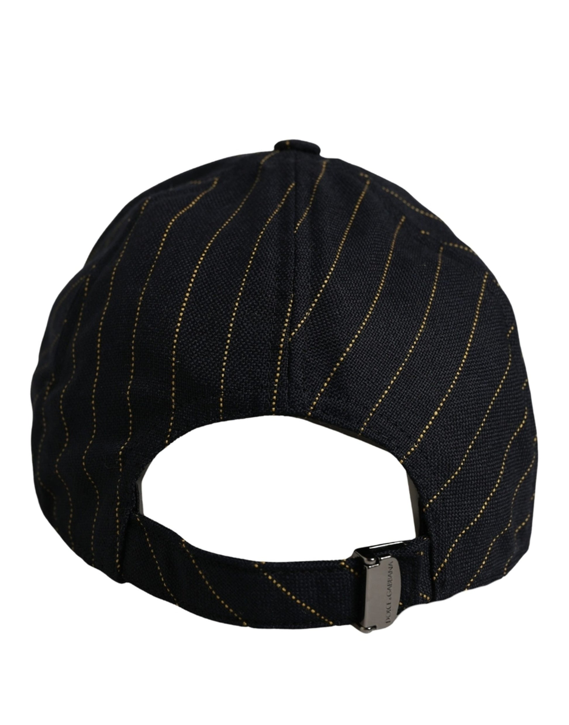 Black Gold Pinstriped Cotton Baseball Cap Hat