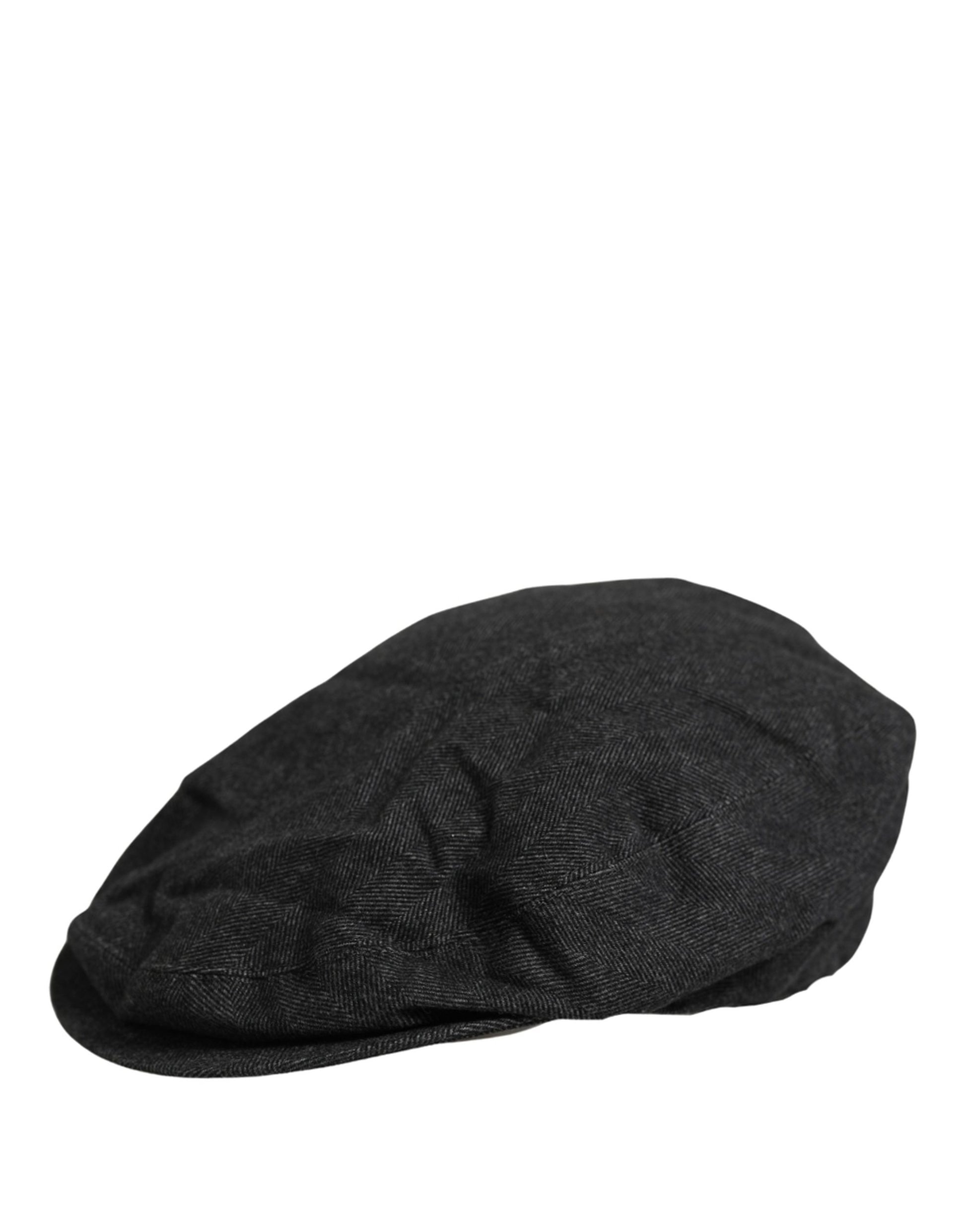 Men Black Cotton Flat Cloth Newsboy Cap Hat