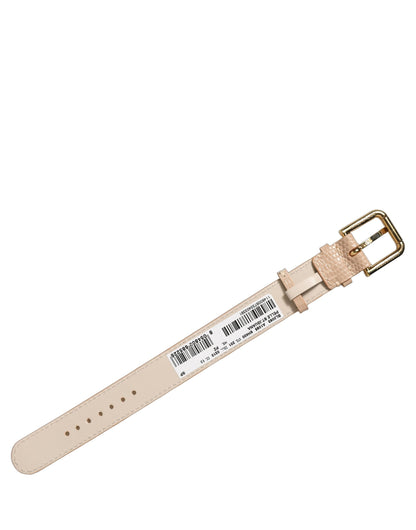 Beige Textured Leather Gold Buckle Belt Strap Bracelet