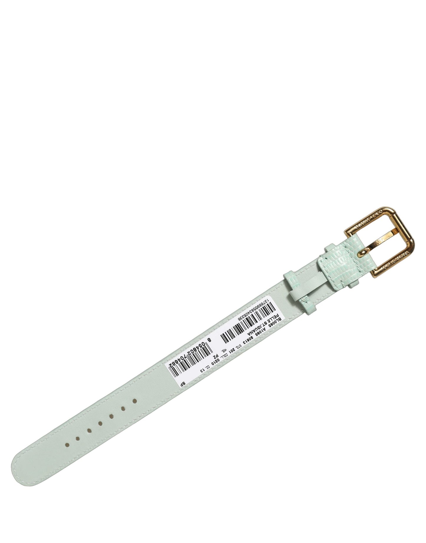 Green Textured Leather Gold Buckle Belt Strap Bracelet