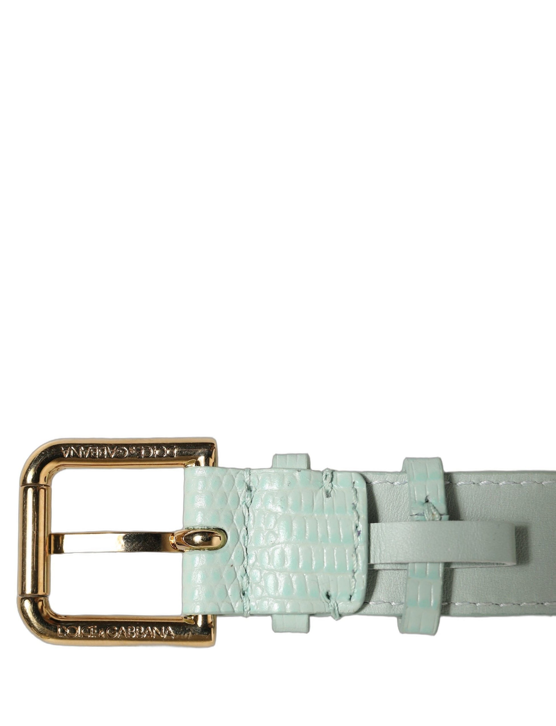 Green Textured Leather Gold Buckle Belt Strap Bracelet