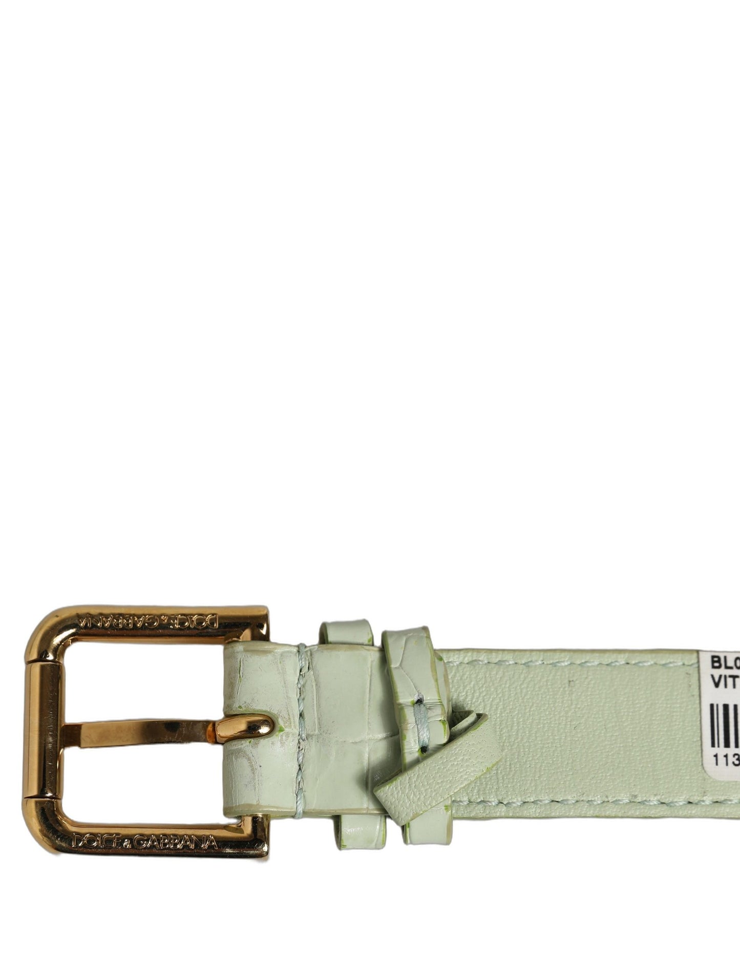 Green Embossed Leather Gold Buckle Belt Strap Bracelet