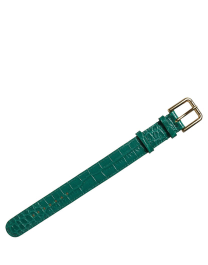 Green Embossed Leather Gold Buckle Belt Strap Bracelet