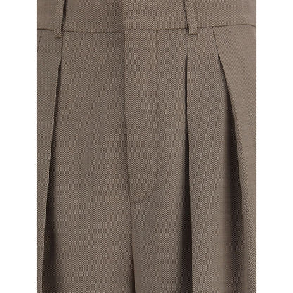 Beige Wool Casual Pants