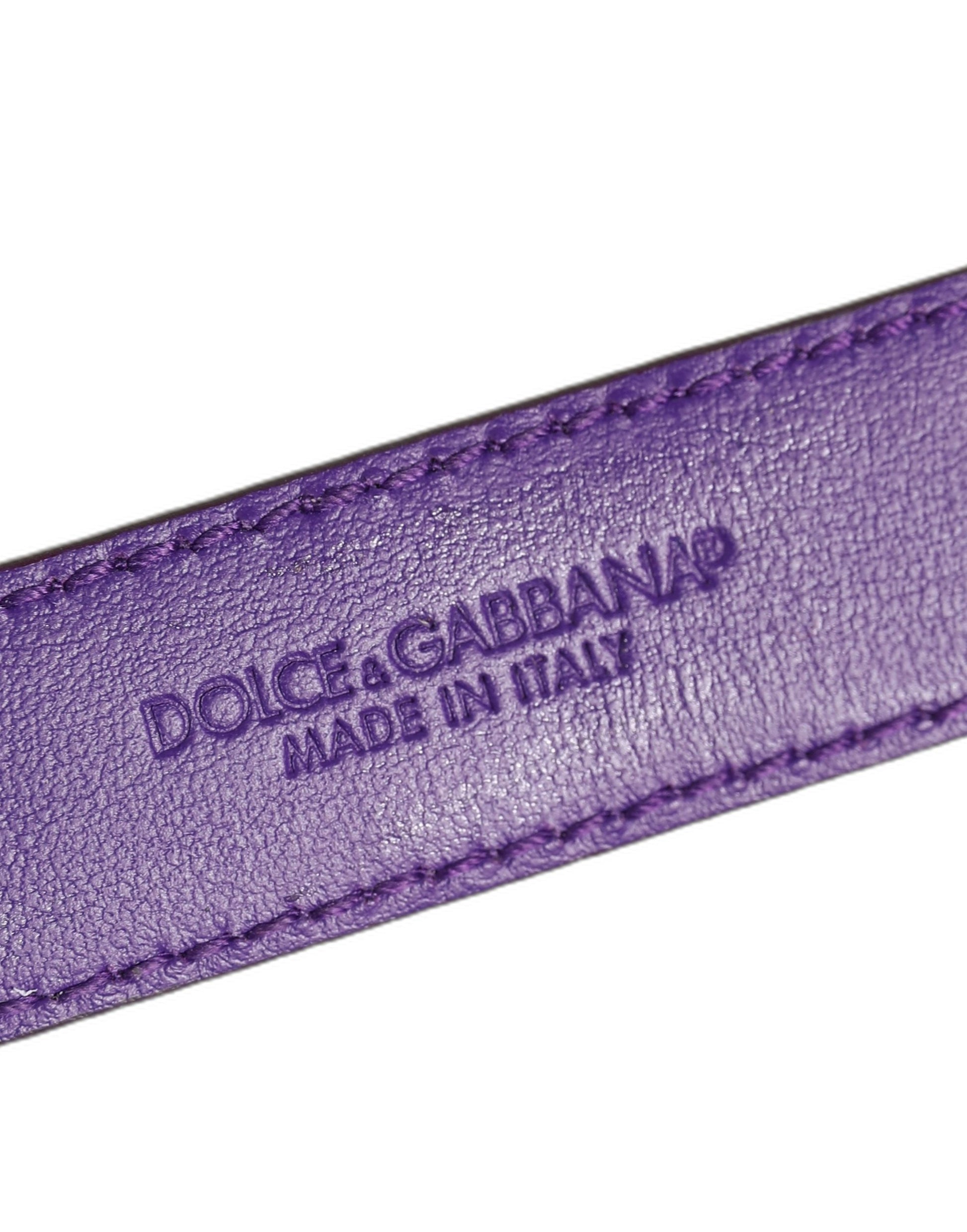 Violet Embossed Leather Gold Buckle Belt Strap Bracelet