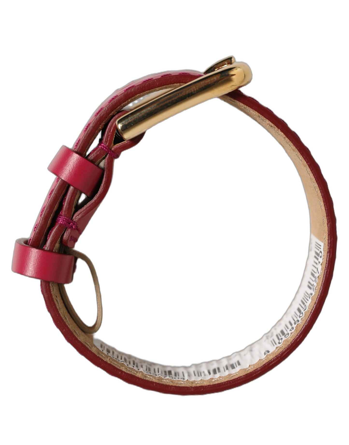 Red Calfskin Leather Gold Buckle Belt Strap Bracelet
