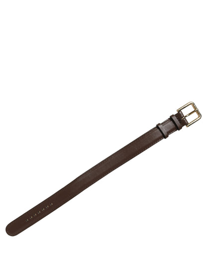 Brown Calfskin Leather Gold Buckle Belt Strap Bracelet