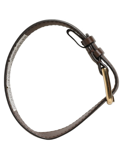 Brown Calfskin Leather Gold Buckle Belt Strap Bracelet