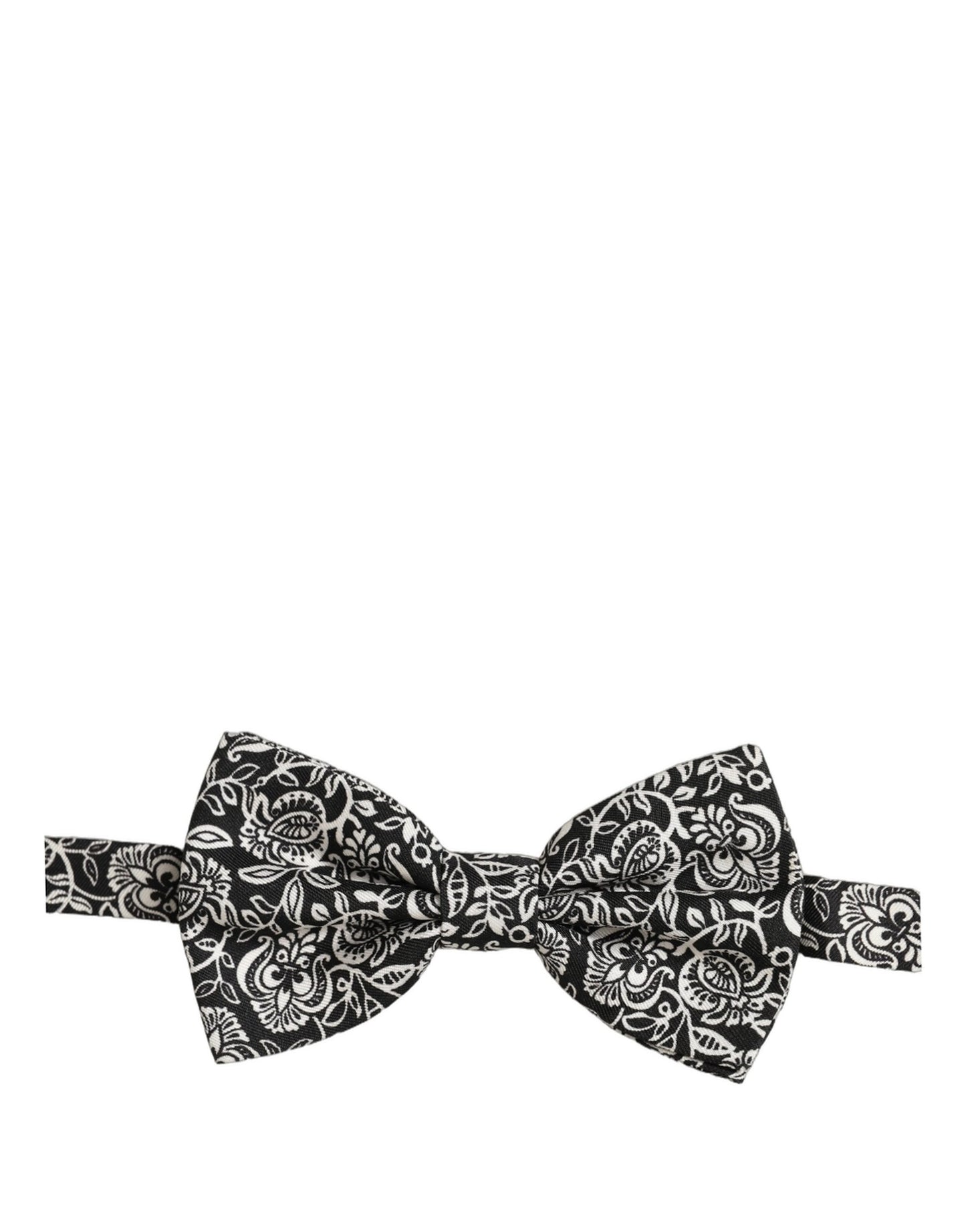 Tie Black White Paisley Silk Adjustable Neck Papillon Bow