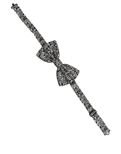 Tie Black White Paisley Silk Adjustable Neck Papillon Bow
