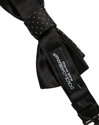 Men Black DG Polka Dot Adjustable Neck Papillon Bow Tie