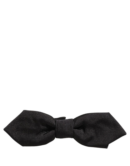 Men Black 100% Silk Adjustable Neck Papillon Bow Tie